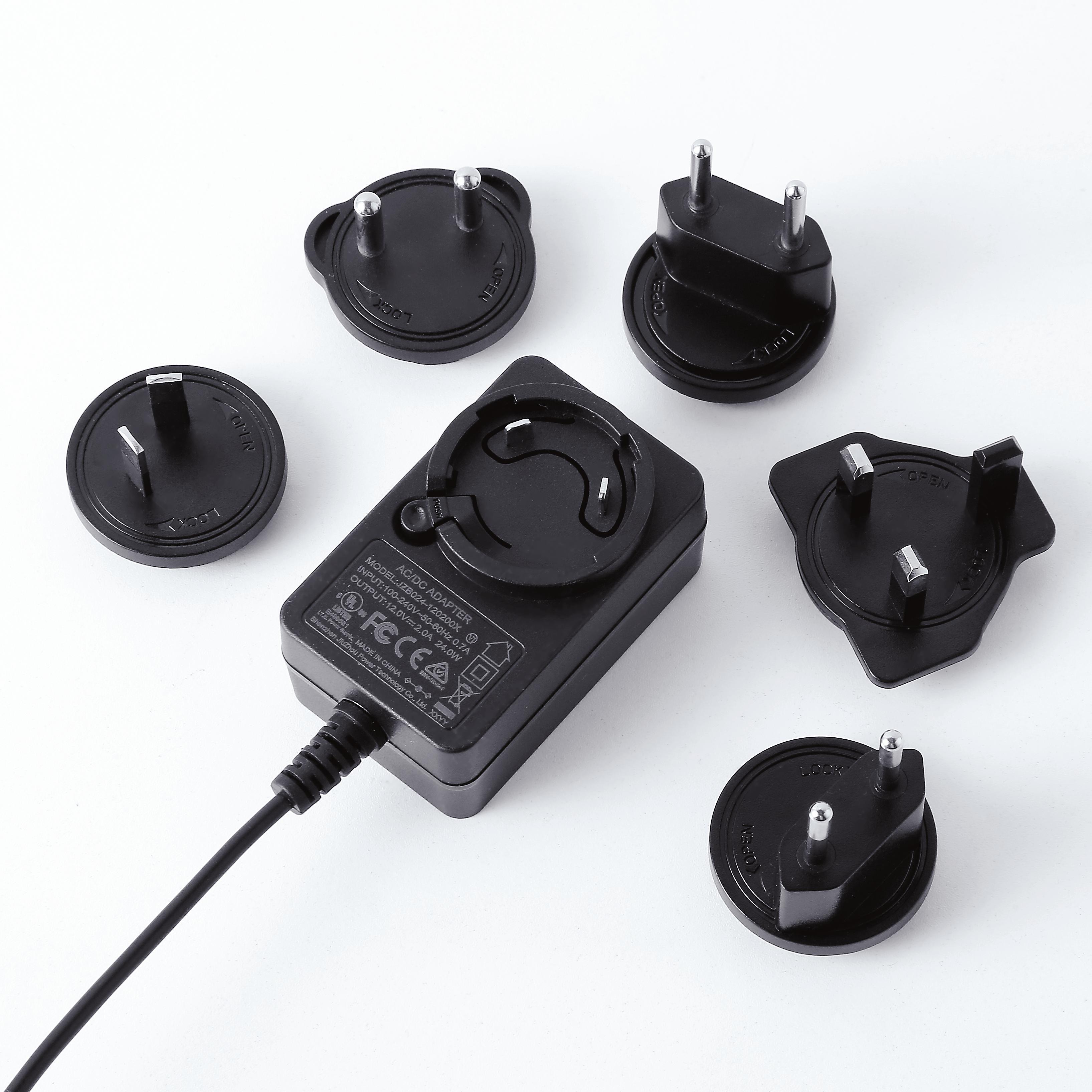 12v2a轉(zhuǎn)換頭電源適配器多國插腳過認證廠家jiuzhou power制造 